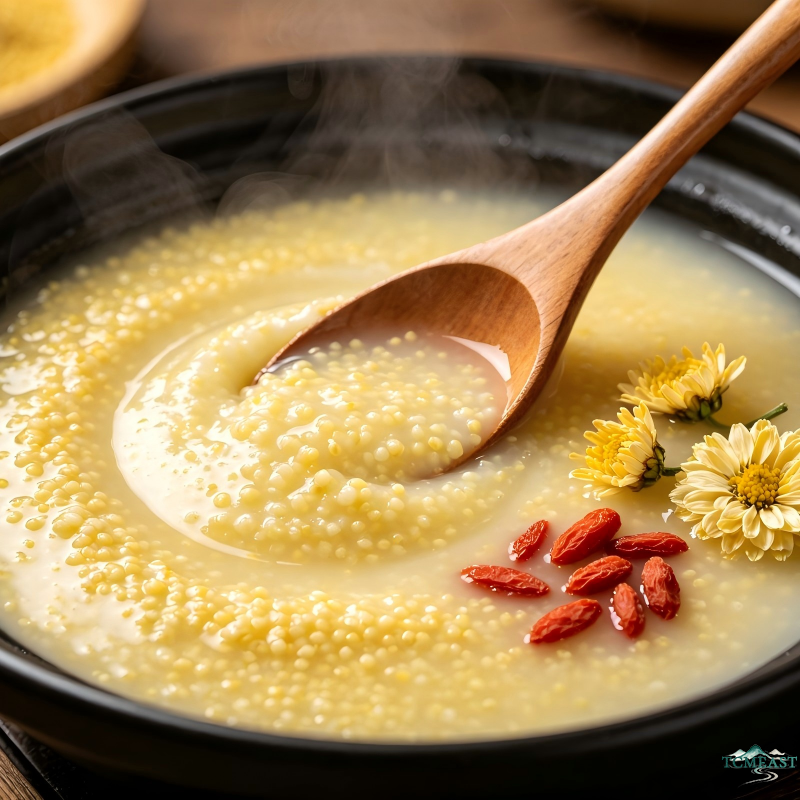 Chrysanthemum and Goji Berry Millet Porridge (Liver-Clearing & Eye-Nourishing Congee)