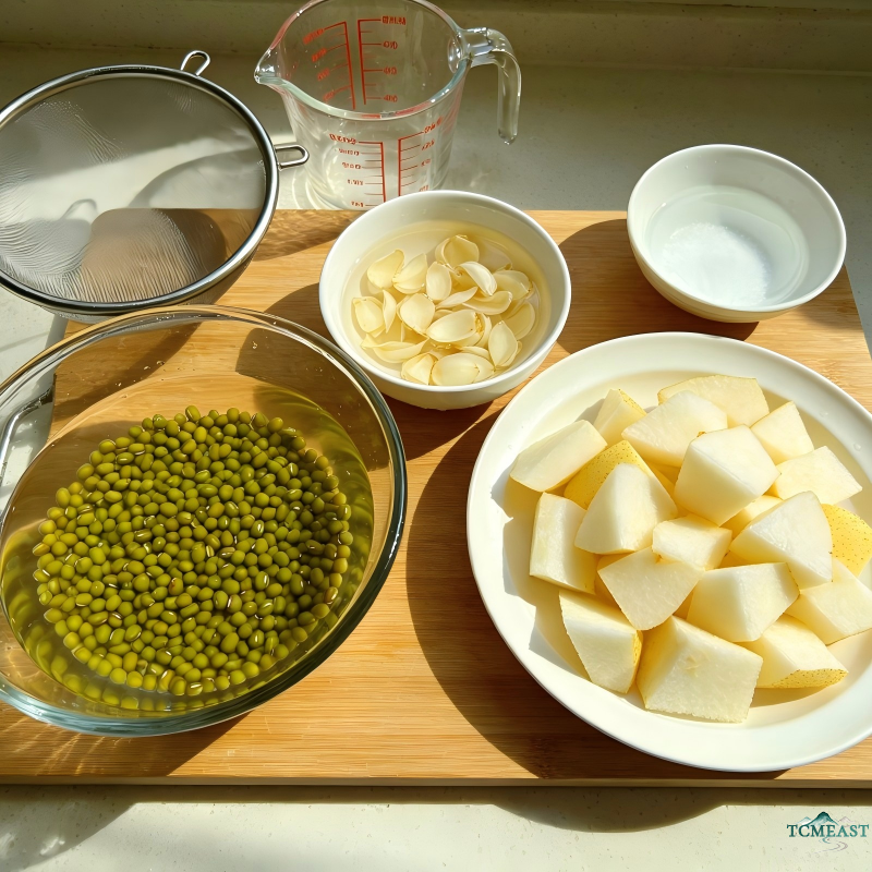 Mung Bean, Lily Bulb and Snow Pear Porridge (Summer Heat Relief & Lung-Moistening Congee)