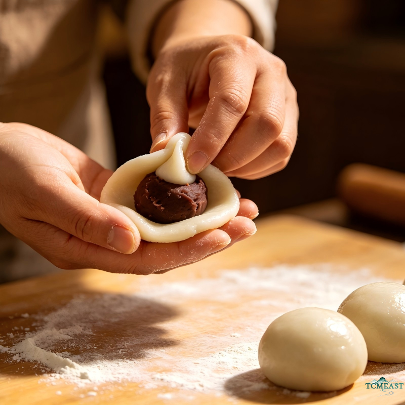 Ginger Red Bean Paste Glutinous Rice Cake (Stuffed Ci Ba)