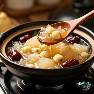 Tremella, Snow Pear and Lotus Seed Dessert Soup