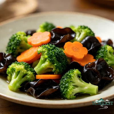 Wood Ear Mushroom, Carrot and Broccoli Stir-Fry