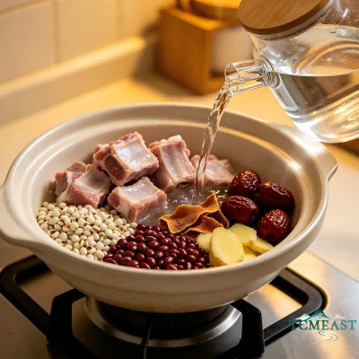 Coix Seed, Small Red Bean and Pork Rib Soup