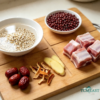 Coix Seed, Small Red Bean and Pork Rib Soup