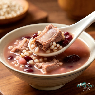 Coix Seed, Small Red Bean and Pork Rib Soup