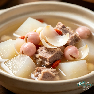 Lily Bulb, Lotus Seed, Snow Pear and Lean Pork Soup