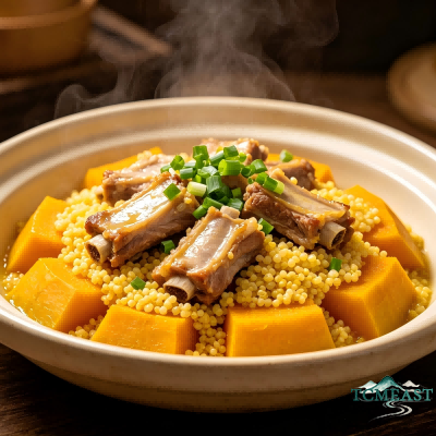 Braised Pork Ribs with Pumpkin and Millet
