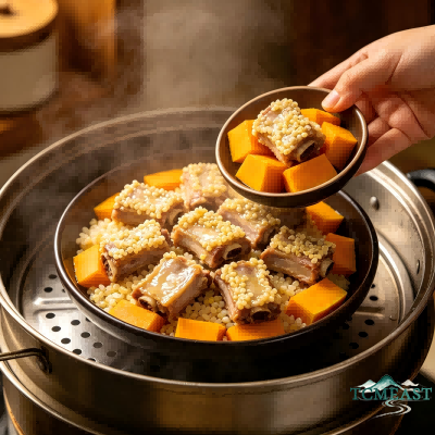Braised Pork Ribs with Pumpkin and Millet