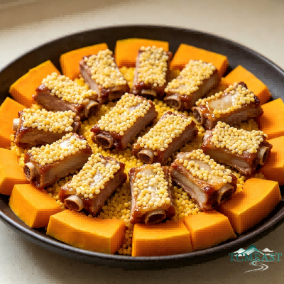 Braised Pork Ribs with Pumpkin and Millet