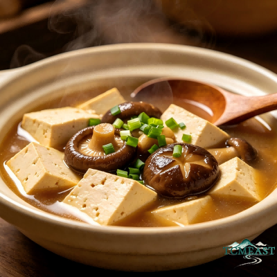 Braised Tofu with Mixed Mushrooms