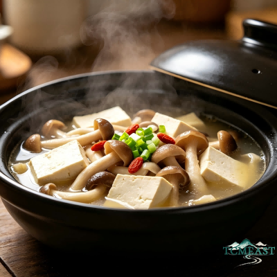 Braised Tofu with Mixed Mushrooms