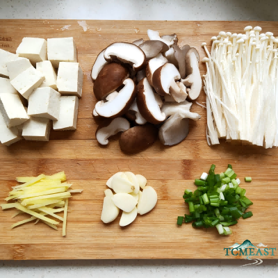 Braised Tofu with Mixed Mushrooms