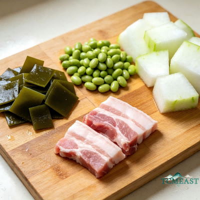 Winter Melon, Seaweed, and Edamame Soup