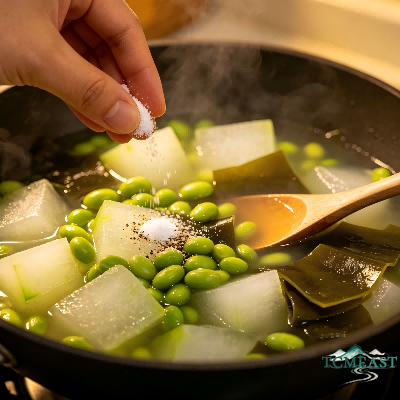 Winter Melon, Seaweed, and Edamame Soup