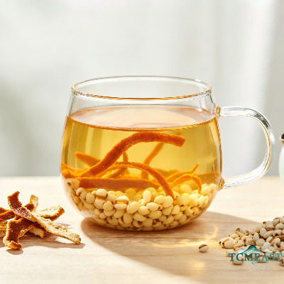 Dried Tangerine Peel and Stir-Fried Coix Seed Tea (Chen Pi Chao Yi Mi Cha)