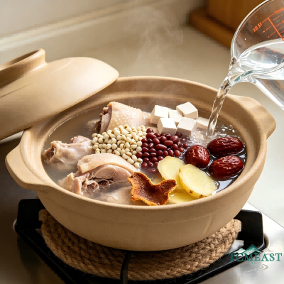 Stir-Fried Coix Seed, Small Red Bean, Poria Cocos and Chicken Soup