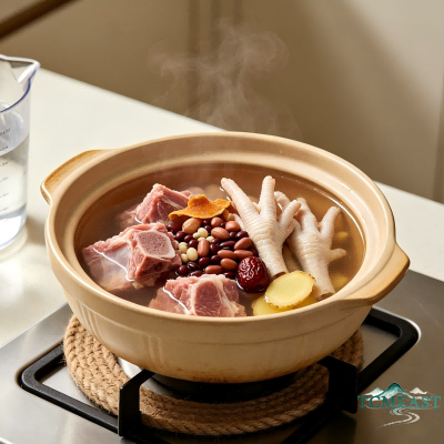 Dried Tangerine Peel, Black-Eyed Bean, Peanut and Pork Bone Soup