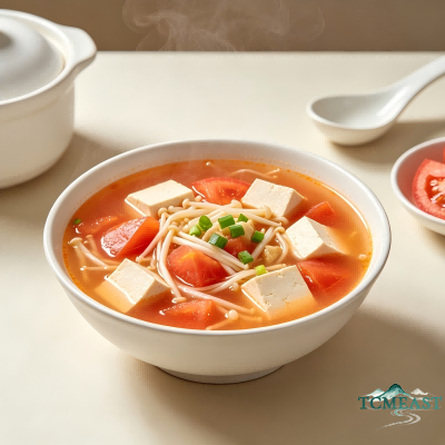 Tomato, Enoki Mushroom and Tofu Soup