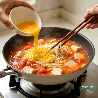 Tomato, Enoki Mushroom and Tofu Soup