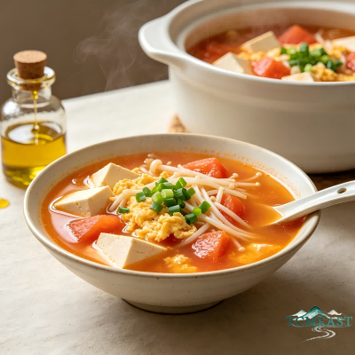 Tomato, Enoki Mushroom and Tofu Soup