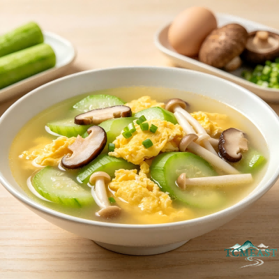 Luffa, Egg and Mushroom Soup