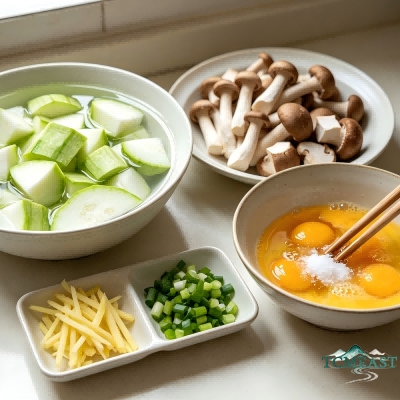 Luffa, Egg and Mushroom Soup