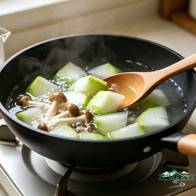 Luffa, Egg and Mushroom Soup