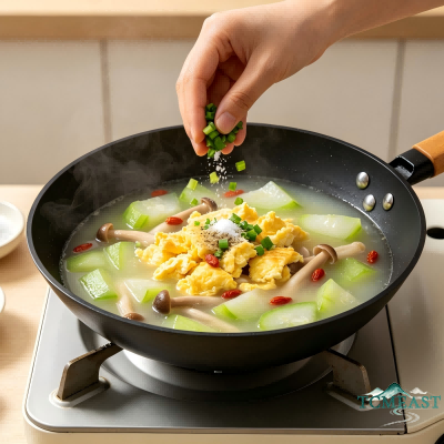 Luffa, Egg and Mushroom Soup