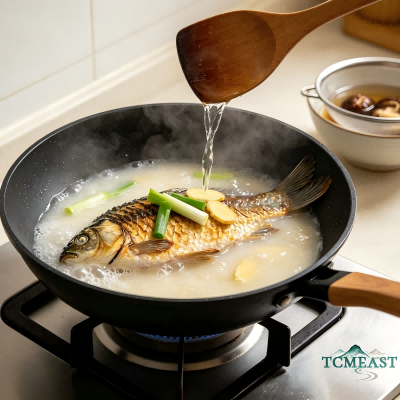 Crucian Carp Soup with Tofu and Shiitake Mushrooms
