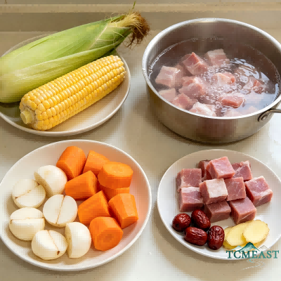 Corn, Carrot, Water Chestnut and Lean Pork Soup