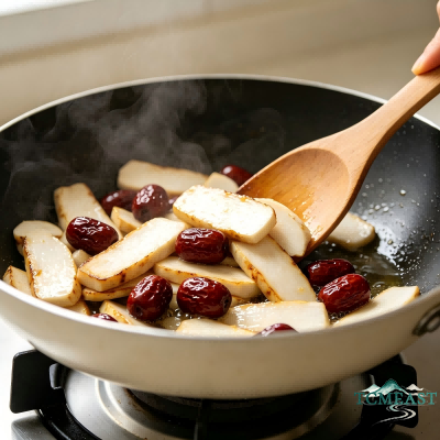 Stir-Fried Tender King Oyster Mushrooms with Red Dates
