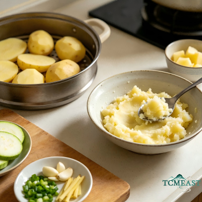 Mashed Potato Stir-Fry with Zucchini