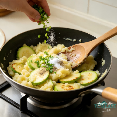 Mashed Potato Stir-Fry with Zucchini