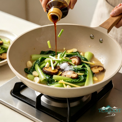 Stir-Fried Tender Baby Cabbage with Shiitake Mushrooms