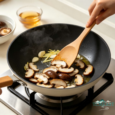 Stir-Fried Tender Baby Cabbage with Shiitake Mushrooms