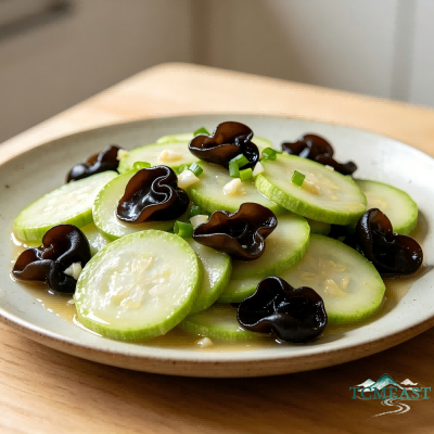 Stir-Fried Wood Ear Mushrooms with Zucchini