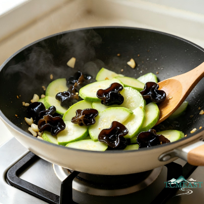 Stir-Fried Wood Ear Mushrooms with Zucchini