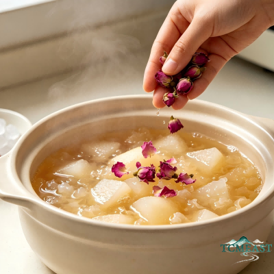 Rose, Snow Pear and Tremella Dessert Soup