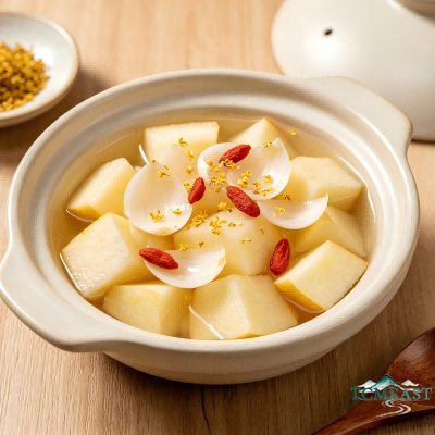 Steamed Apple with Fresh Lily Bulbs