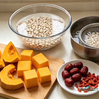 Steamed Pumpkin with Euryale Ferox and Red Dates