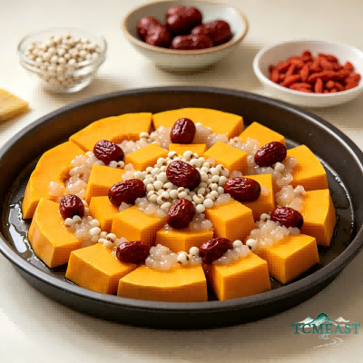 Steamed Pumpkin with Euryale Ferox and Red Dates
