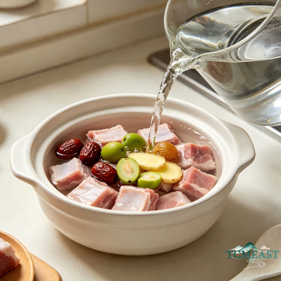 Green olive soup with lean pork