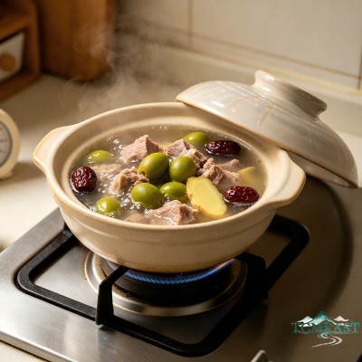 Green olive soup with lean pork
