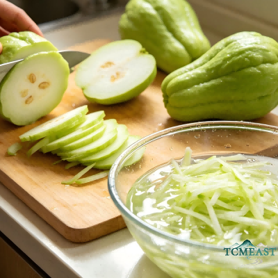 Stir-Fried Shredded Chicken with Chayote