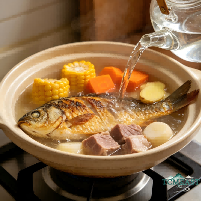 Carrot, Corn, and Crucian Carp Soup