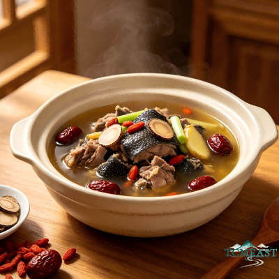 Deer Antler, Goji Berry, and Black-Boned Chicken Soup