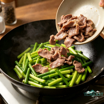 Stir-fried Garlic Scapes with Lamb