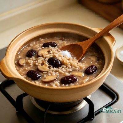 Shiitake Mushroom and Black Date Porridge