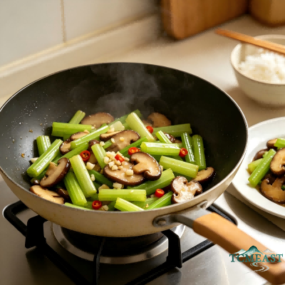 Stir-fried Celery with Shiitake Mushrooms