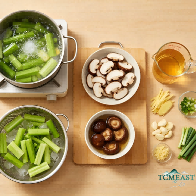 Stir-fried Celery with Shiitake Mushrooms
