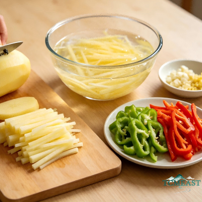 Stir-fried Potato Shreds with Double Peppers
